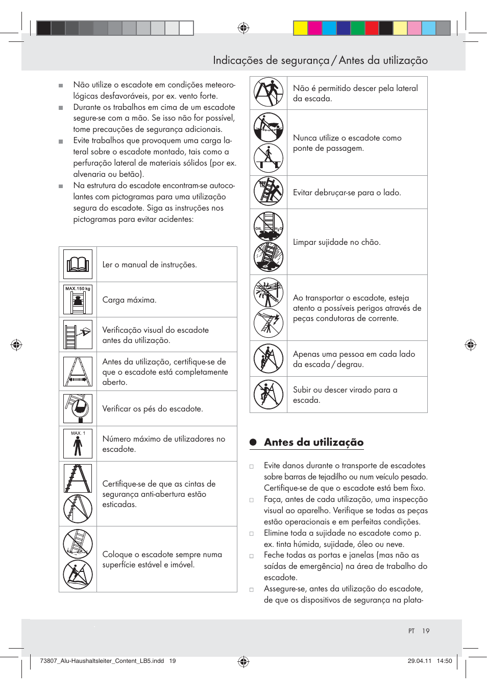 Indicações de segurança / antes da utilização, Antes da utilização | Powerfix Z29950 User Manual | Page 19 / 31