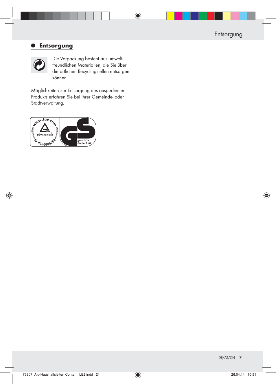 Entsorgung | Powerfix Z29950 User Manual | Page 31 / 31
