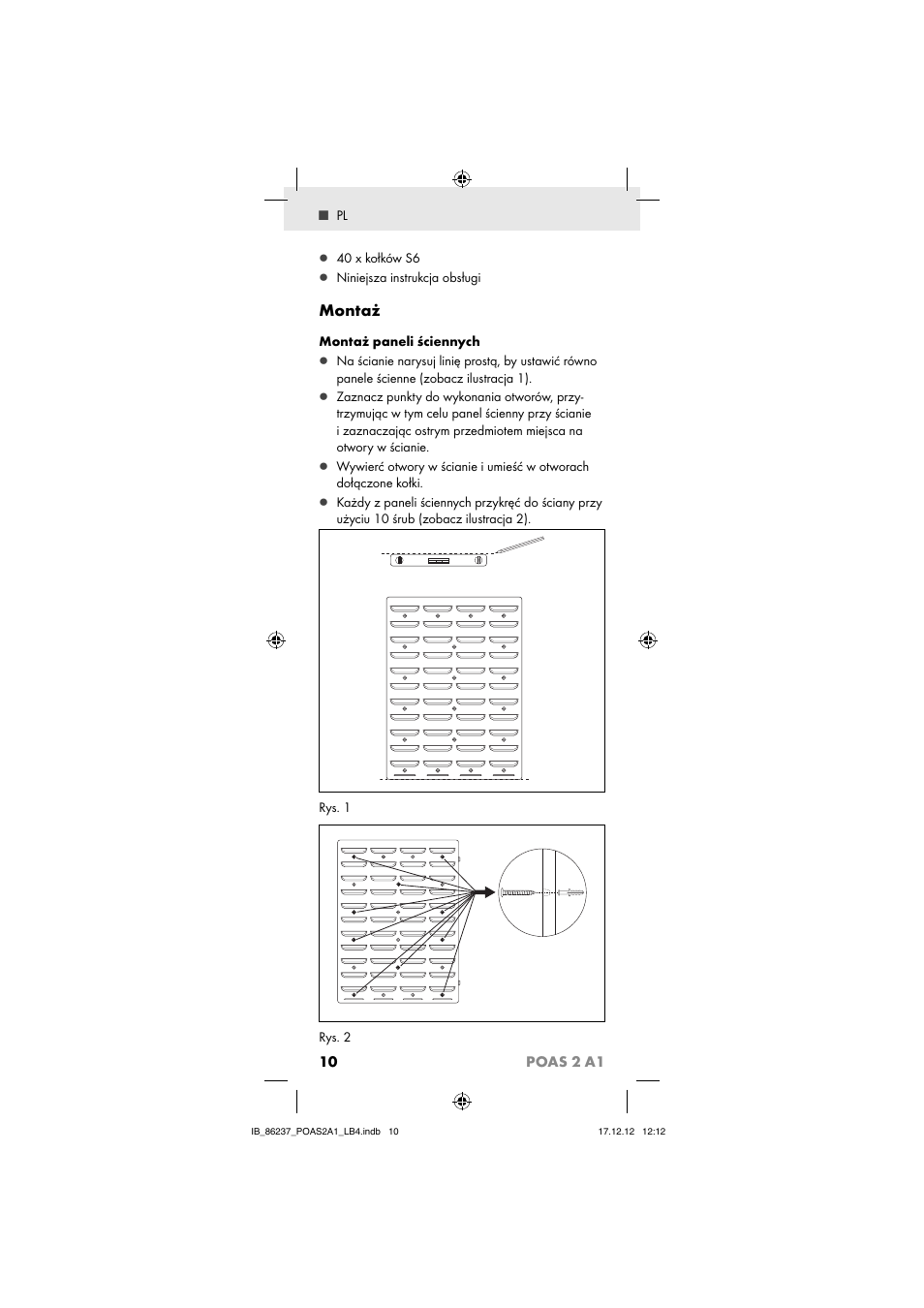 Montaż, 10 poas 2 a1 | Powerfix POAS 2 A1 User Manual | Page 12 / 41