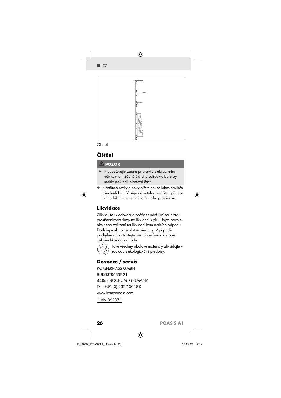 Čištění, Likvidace, Dovozce / servis | Powerfix POAS 2 A1 User Manual | Page 28 / 41