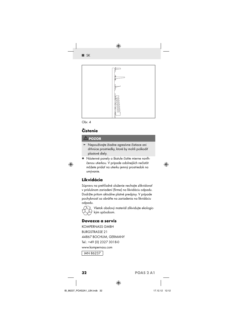 Čistenie, Likvidácia, Dovozca a servis | Powerfix POAS 2 A1 User Manual | Page 34 / 41