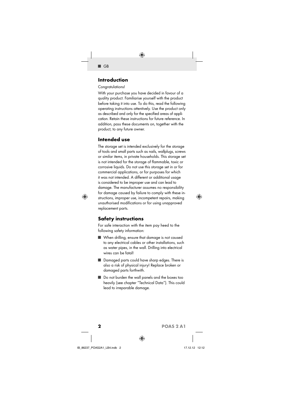 Introduction, Intended use, Safety instructions | 2poas 2 a1 | Powerfix POAS 2 A1 User Manual | Page 4 / 41