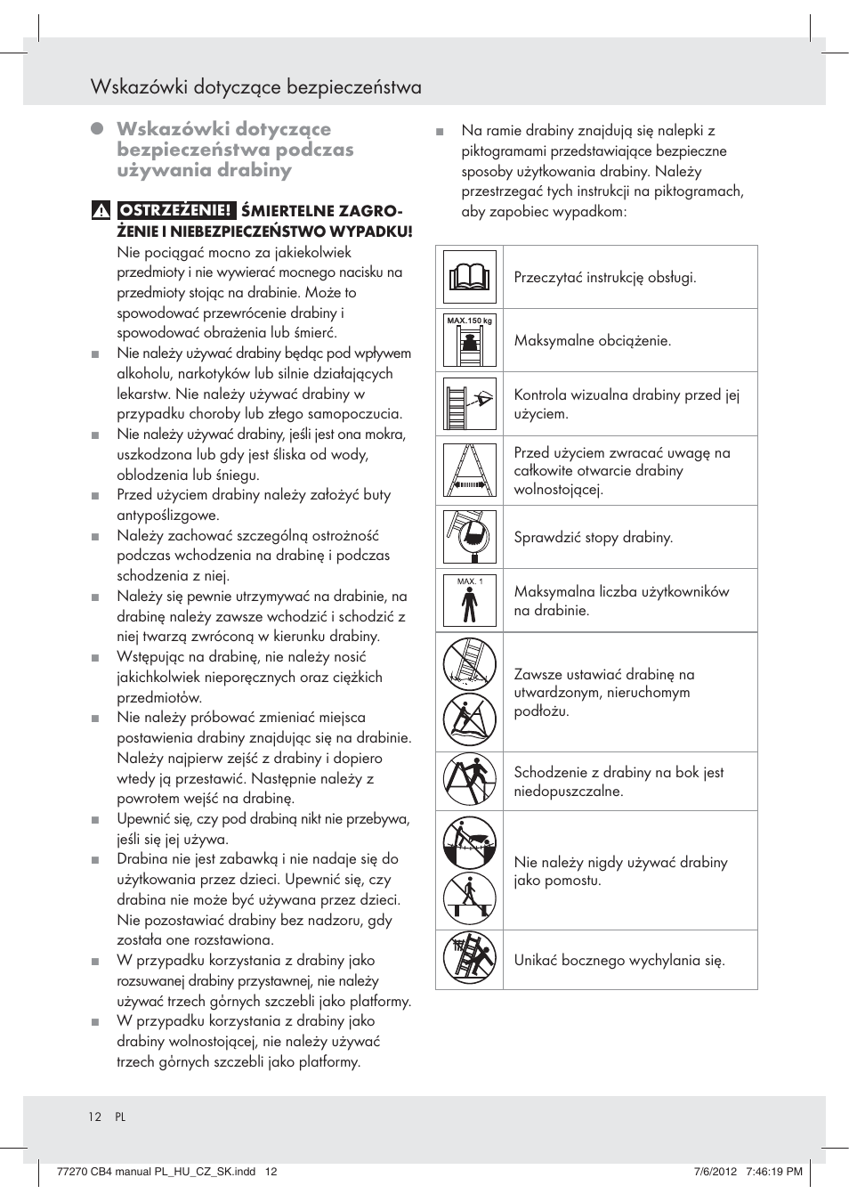 Wskazówki dotyczące bezpieczeństwa | Powerfix Z30473 User Manual | Page 12 / 49