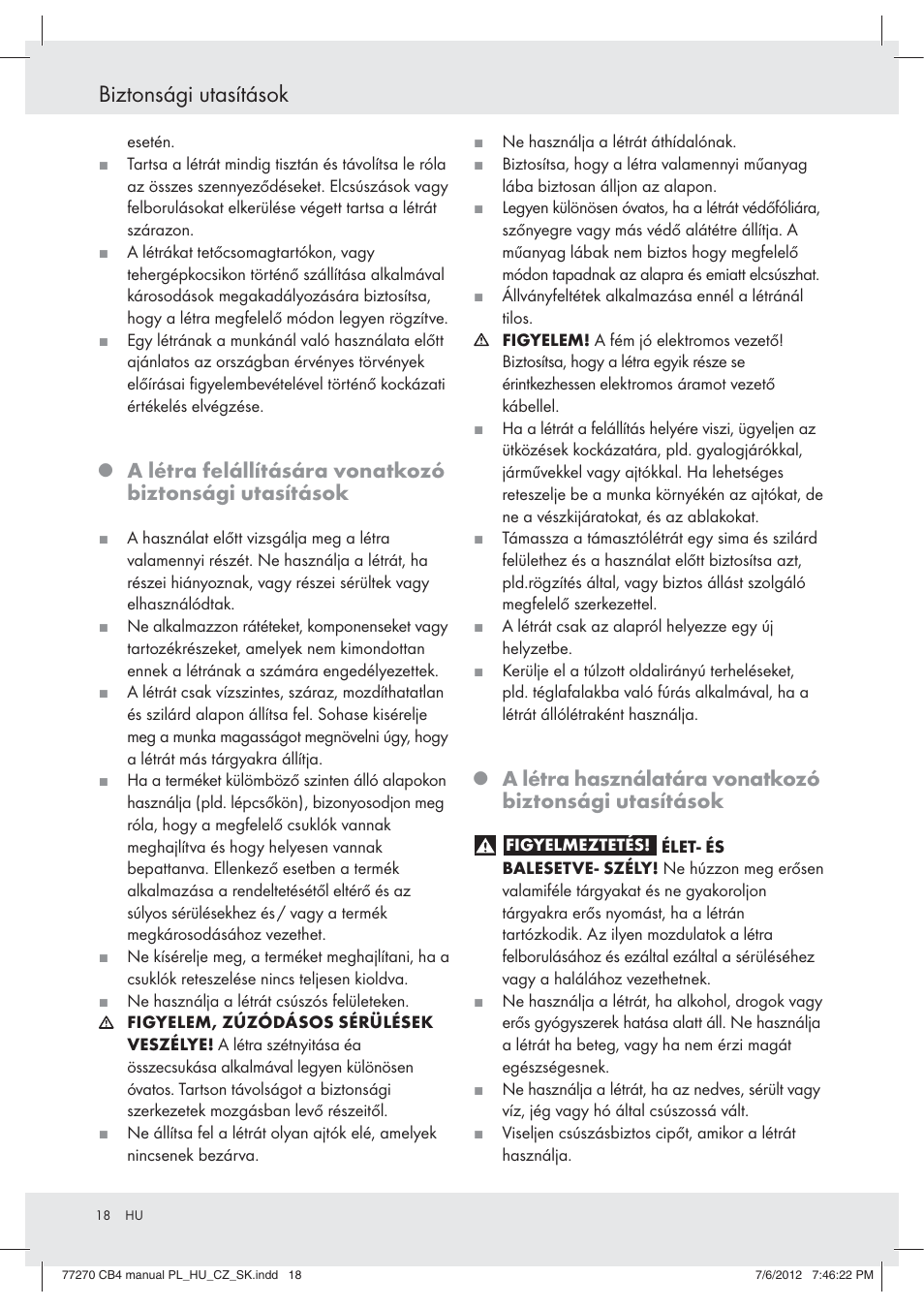 Biztonsági utasítások | Powerfix Z30473 User Manual | Page 18 / 49
