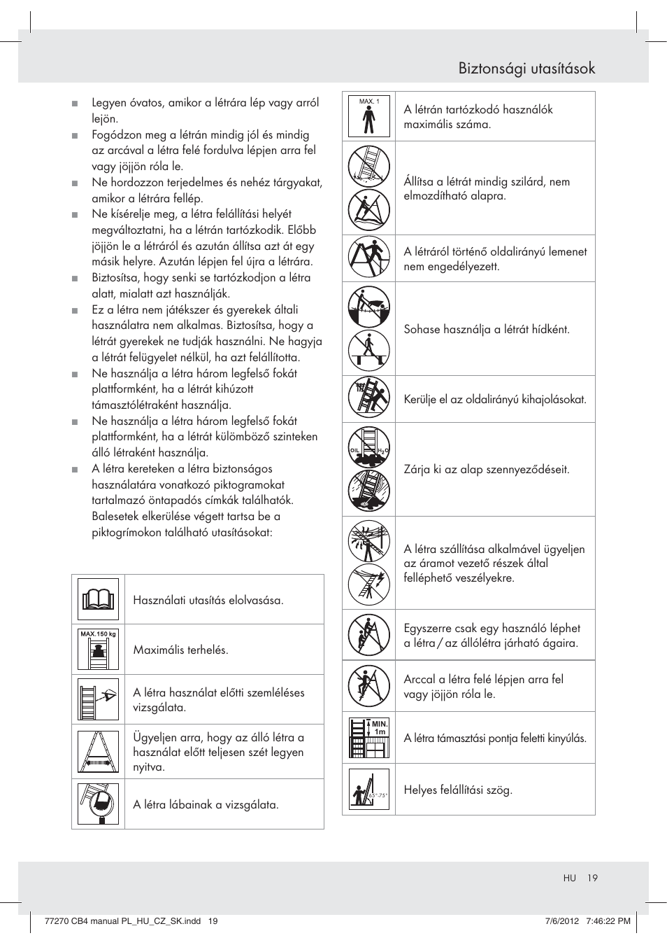Biztonsági utasítások | Powerfix Z30473 User Manual | Page 19 / 49
