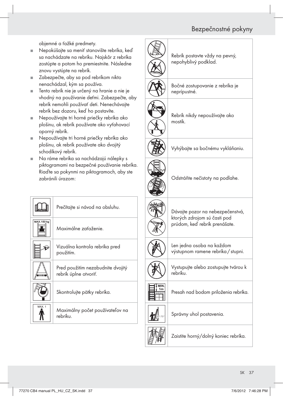 Bezpečnostné pokyny | Powerfix Z30473 User Manual | Page 37 / 49