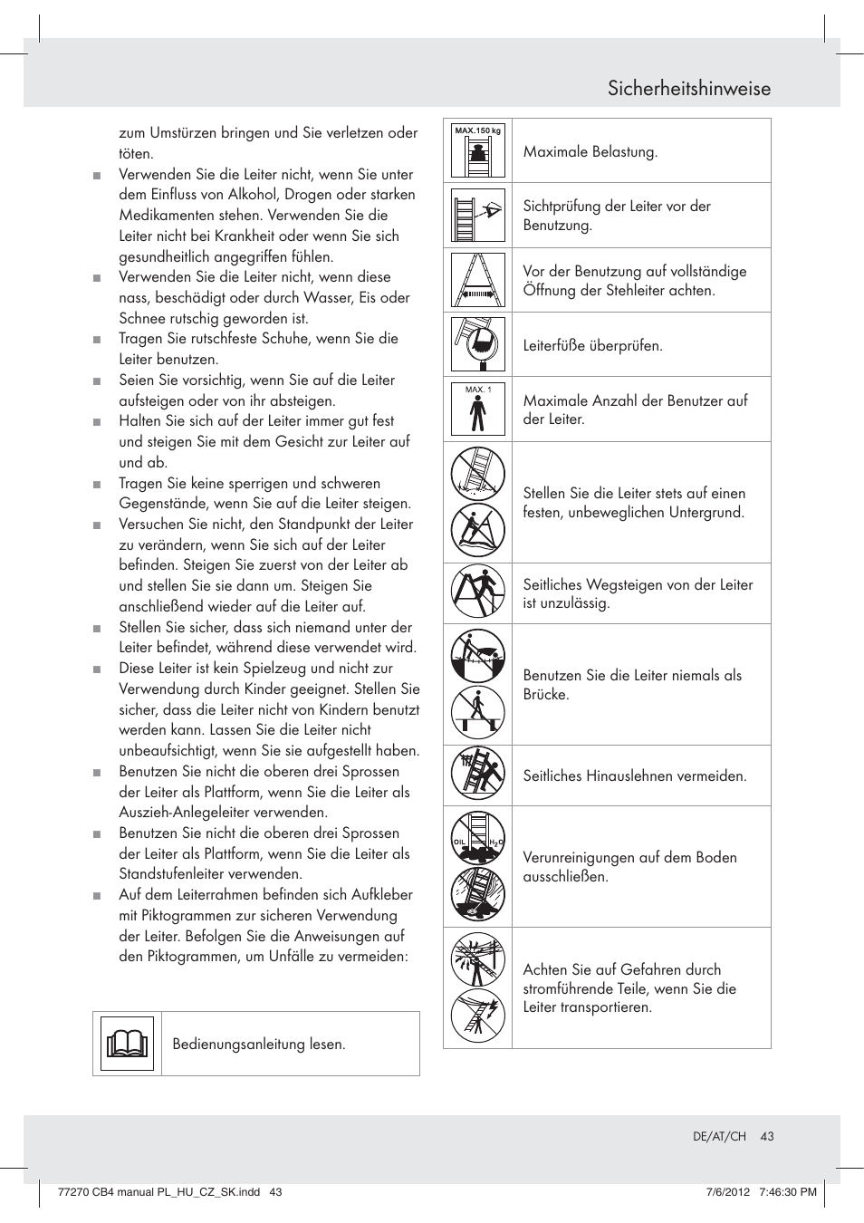 Sicherheitshinweise | Powerfix Z30473 User Manual | Page 43 / 49