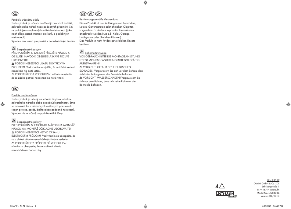 Powerfix Z28421B User Manual | Page 2 / 2