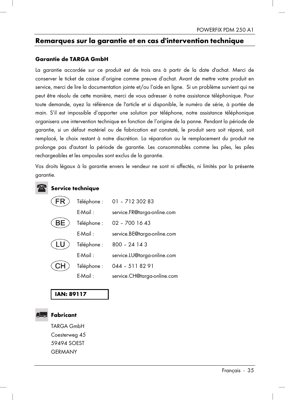 Powerfix PDM 250 A1 User Manual | Page 37 / 90