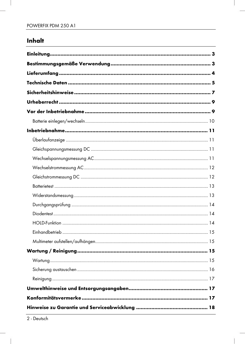 Powerfix PDM 250 A1 User Manual | Page 4 / 90