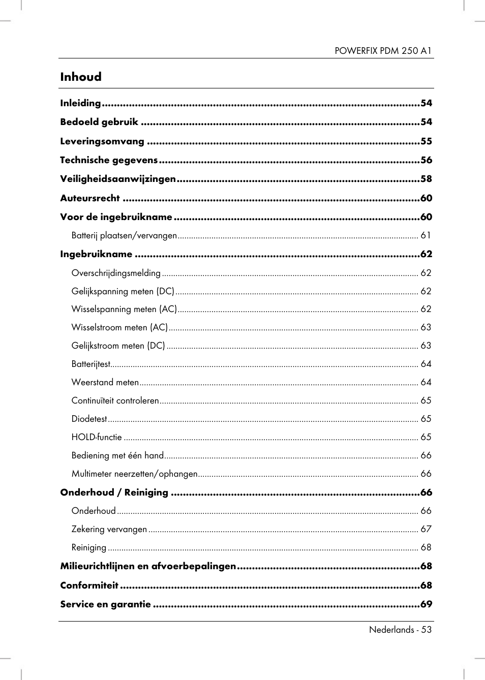 Powerfix PDM 250 A1 User Manual | Page 55 / 90