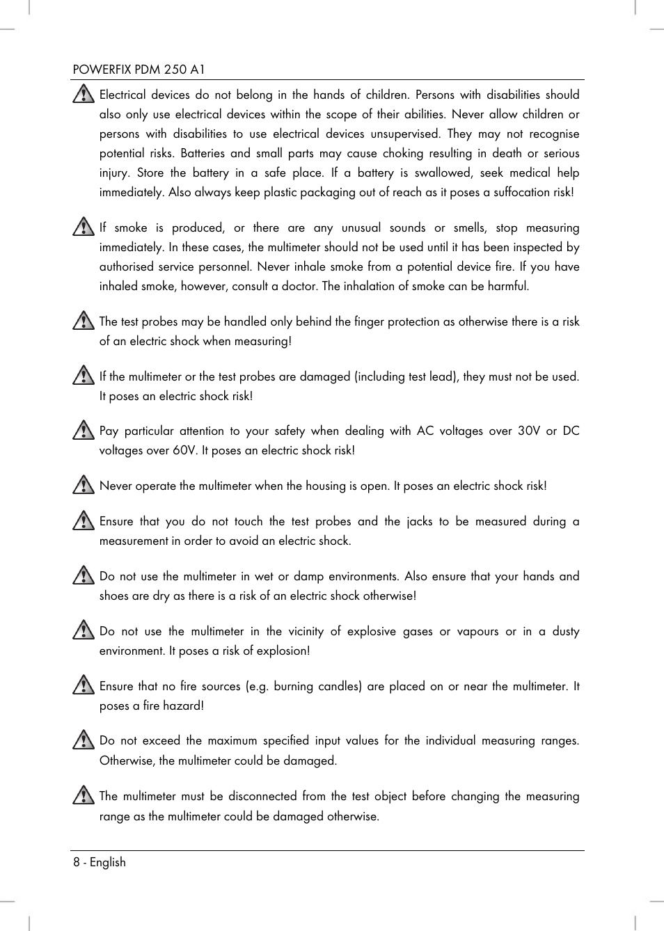 Powerfix PDM 250 A1 User Manual | Page 10 / 108