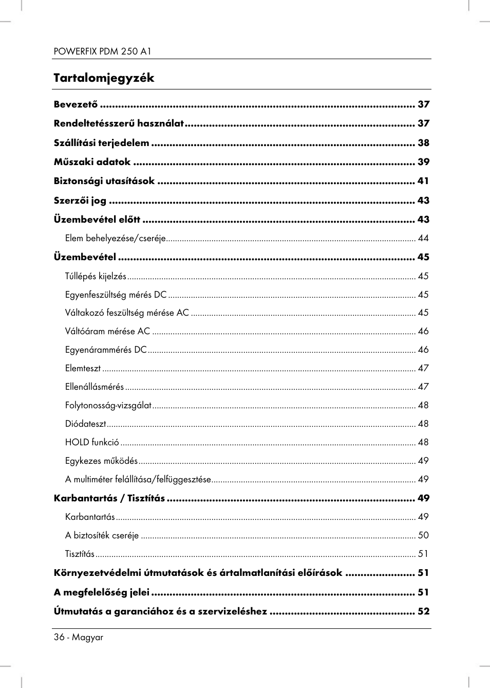 Powerfix PDM 250 A1 User Manual | Page 38 / 108