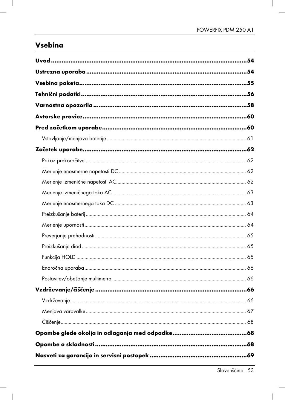 Powerfix PDM 250 A1 User Manual | Page 55 / 108