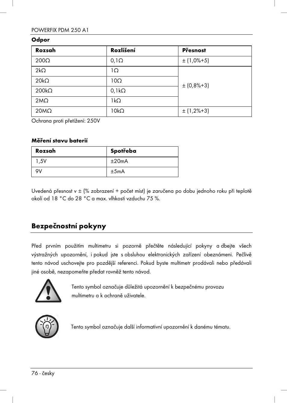 Bezpečnostní pokyny | Powerfix PDM 250 A1 User Manual | Page 78 / 108