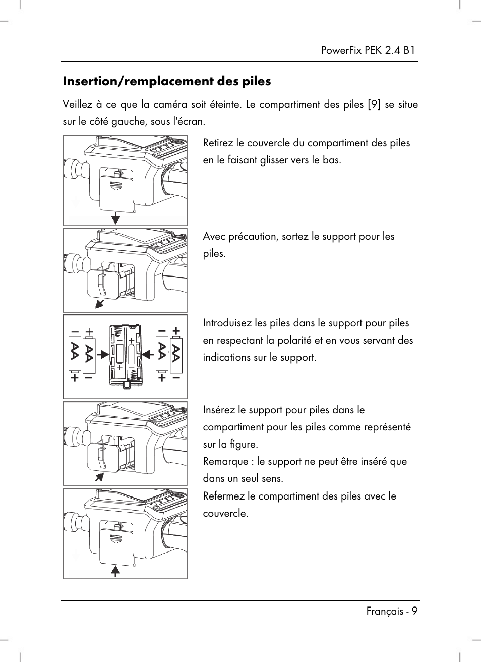 Insertion/remplacement des piles | Powerfix PEK 2.4 B1 User Manual | Page 11 / 64