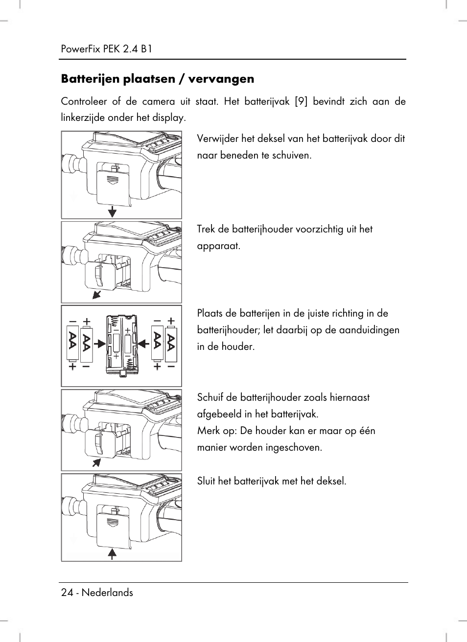 Batterijen plaatsen / vervangen | Powerfix PEK 2.4 B1 User Manual | Page 26 / 64