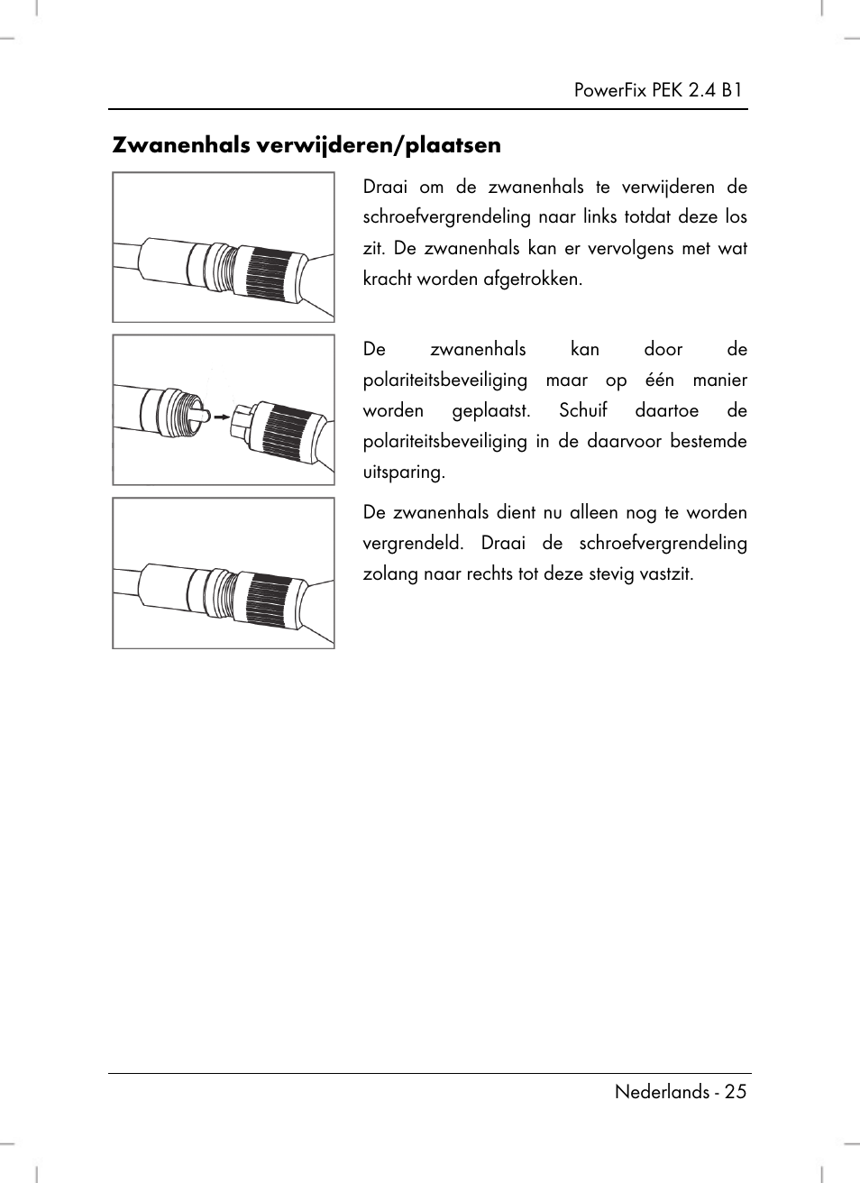 Zwanenhals verwijderen/plaatsen | Powerfix PEK 2.4 B1 User Manual | Page 27 / 64