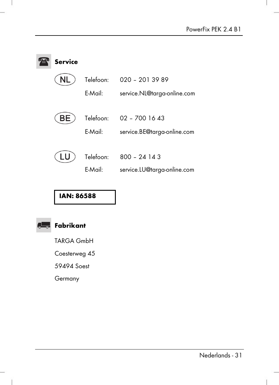 Powerfix PEK 2.4 B1 User Manual | Page 33 / 64