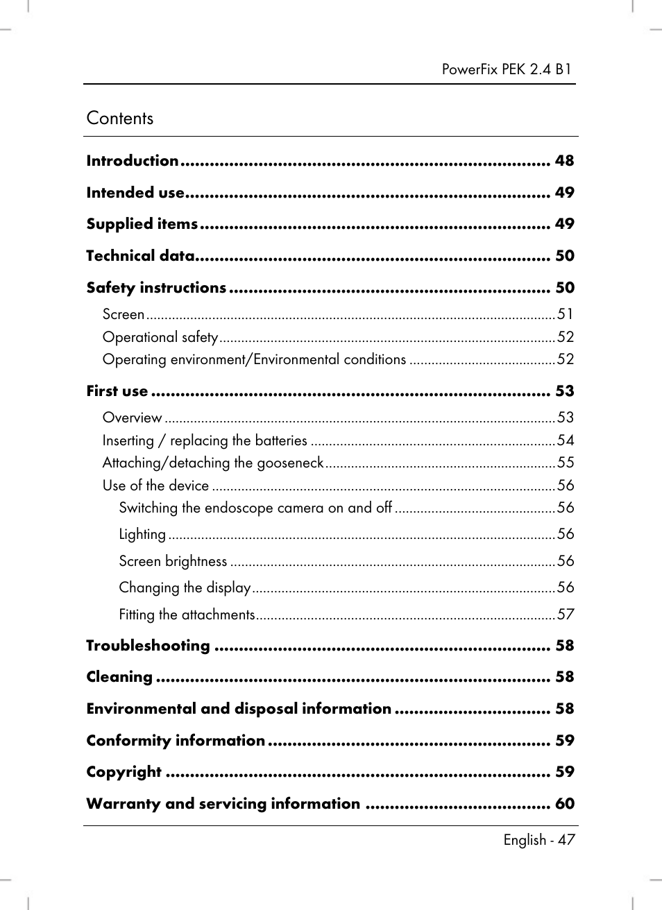 Powerfix PEK 2.4 B1 User Manual | Page 49 / 64