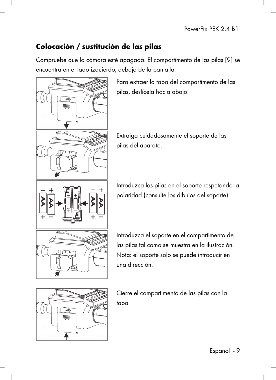 Colocación / sustitución de las pilas | Powerfix PEK 2.4 B1 User Manual | Page 11 / 80