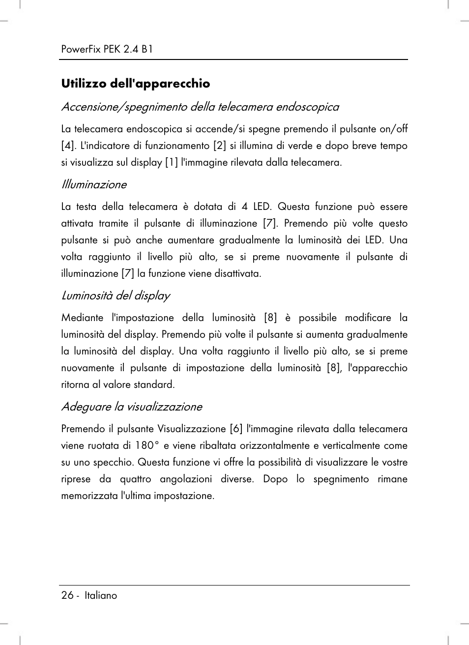 Illuminazione, Luminosità del display, Adeguare la visualizzazione | Powerfix PEK 2.4 B1 User Manual | Page 28 / 80