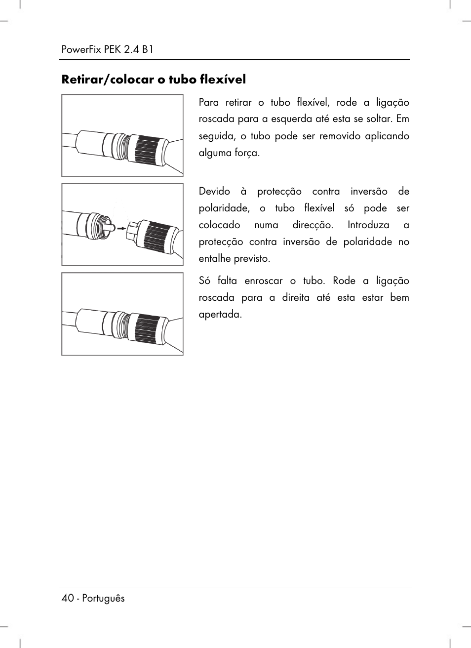 Retirar/colocar o tubo flexível | Powerfix PEK 2.4 B1 User Manual | Page 42 / 80