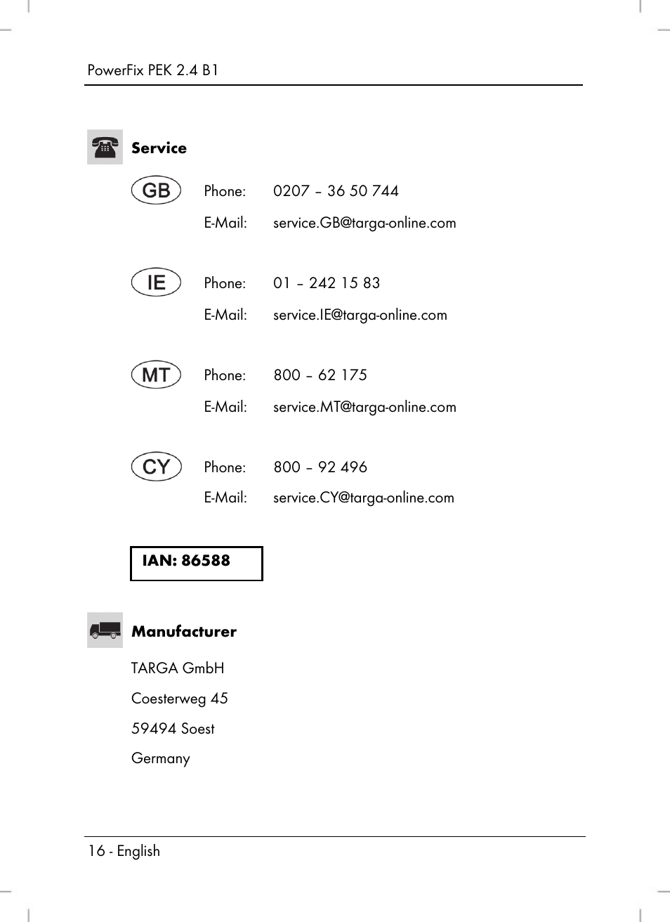 Powerfix PEK 2.4 B1 User Manual | Page 18 / 94
