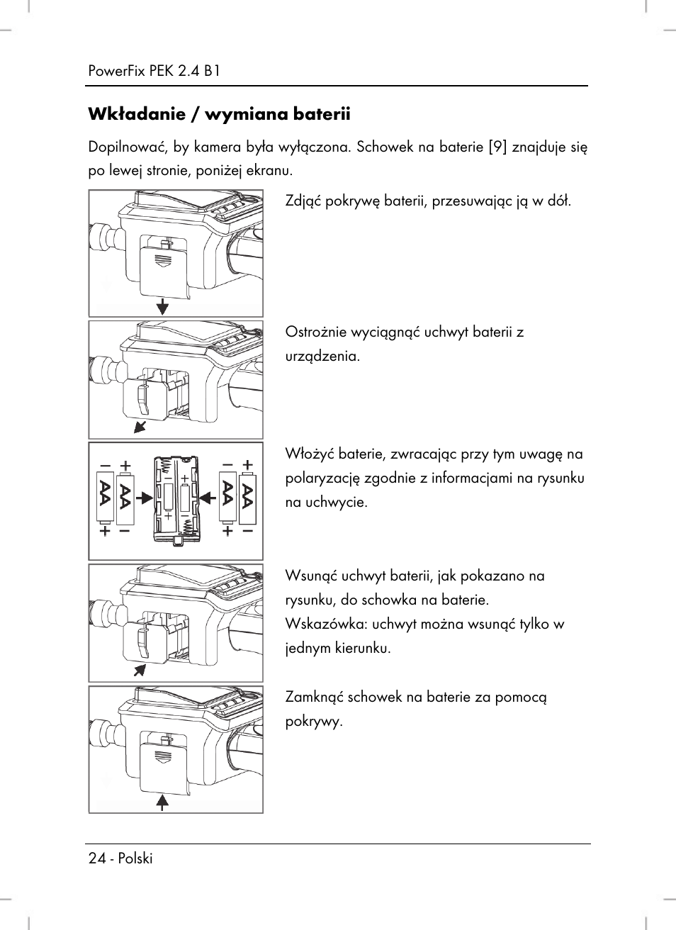 Wkładanie / wymiana baterii | Powerfix PEK 2.4 B1 User Manual | Page 26 / 94