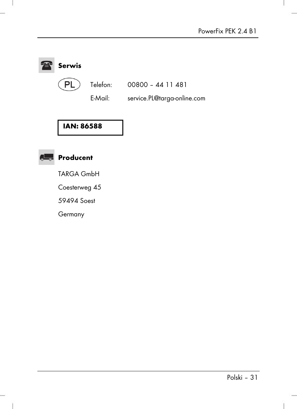 Powerfix PEK 2.4 B1 User Manual | Page 33 / 94
