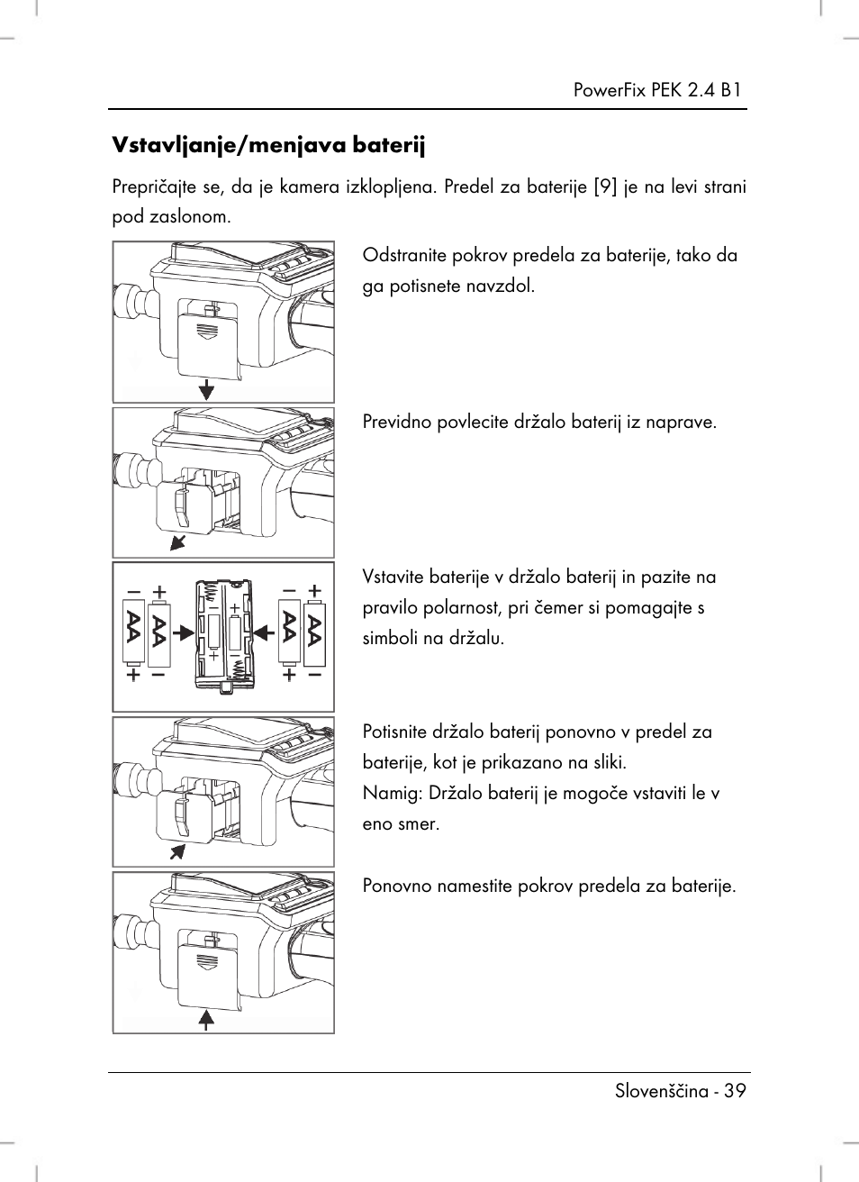 Vstavljanje/menjava baterij | Powerfix PEK 2.4 B1 User Manual | Page 41 / 94