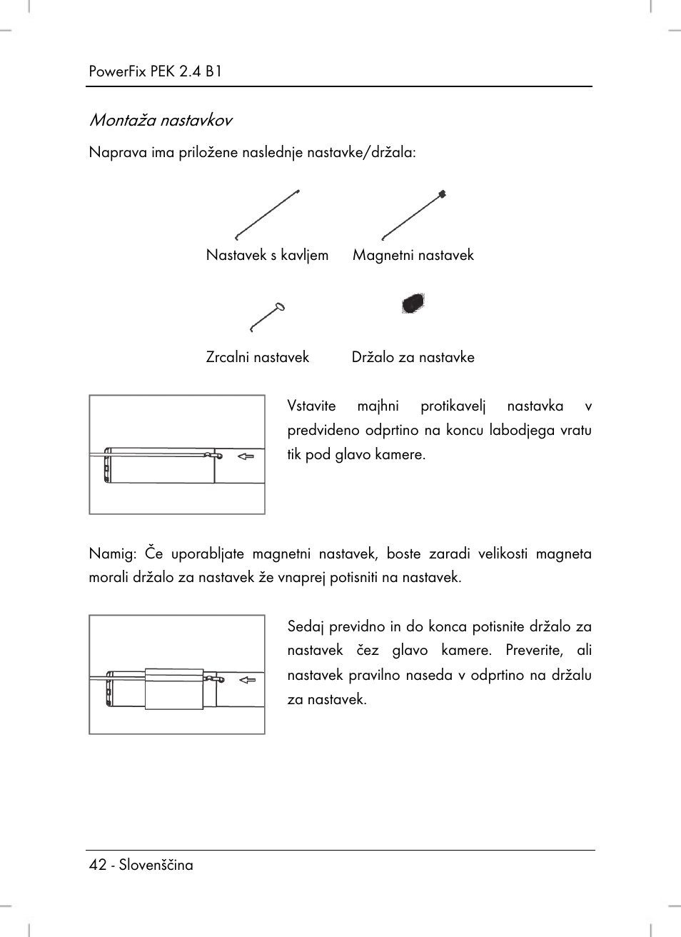 Montaža nastavkov | Powerfix PEK 2.4 B1 User Manual | Page 44 / 94
