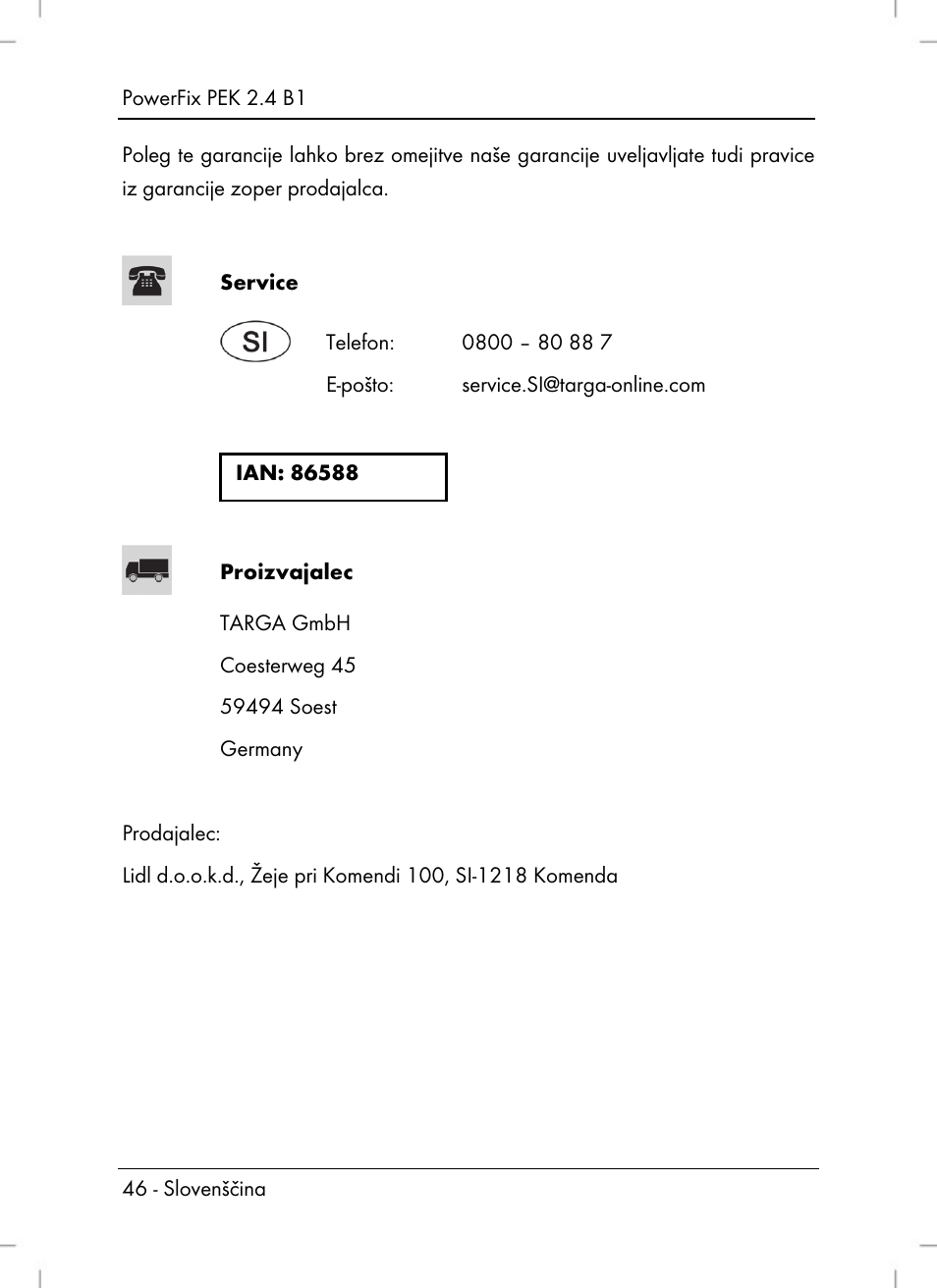 Powerfix PEK 2.4 B1 User Manual | Page 48 / 94