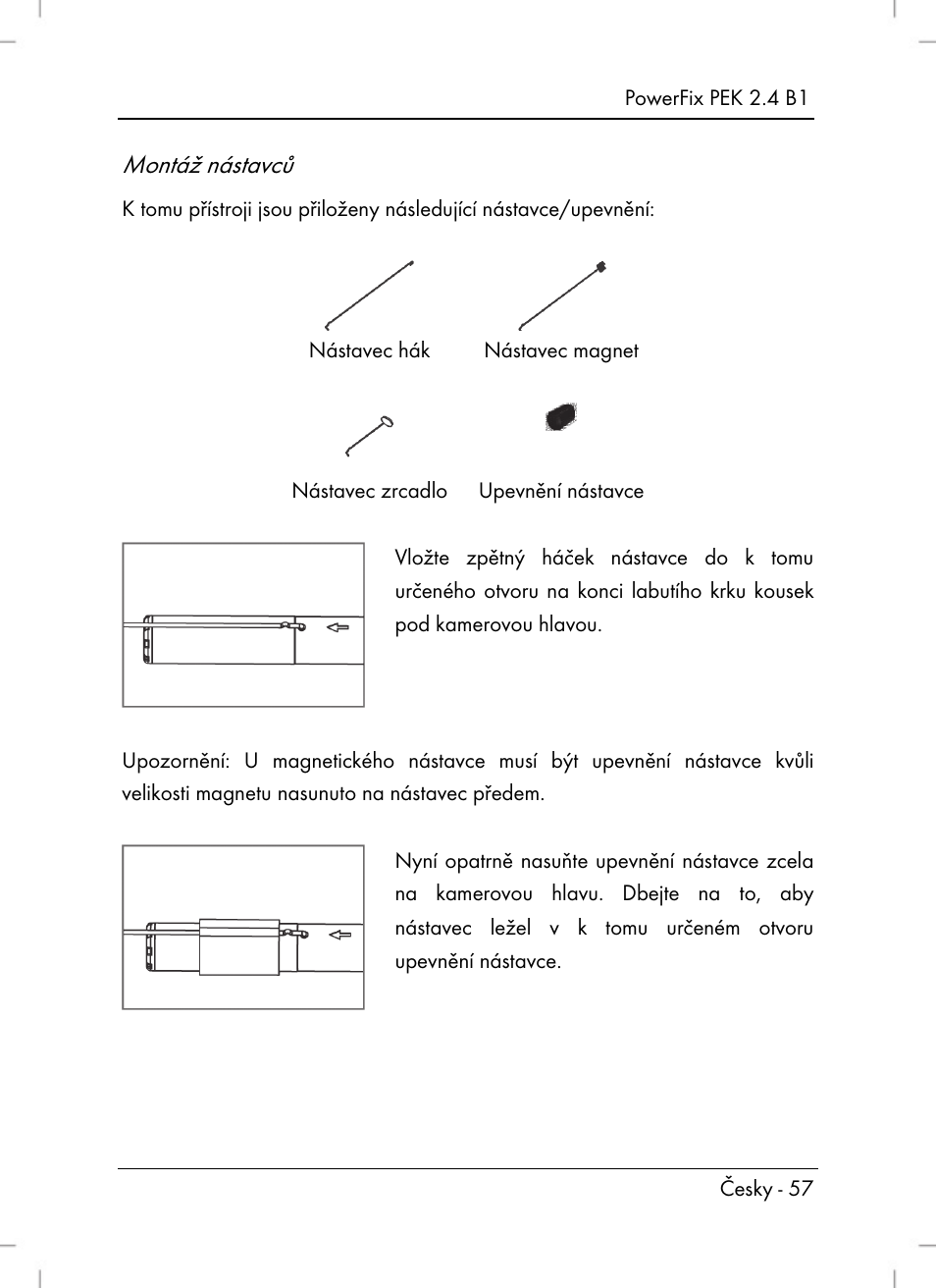 Montáž nástavců | Powerfix PEK 2.4 B1 User Manual | Page 59 / 94