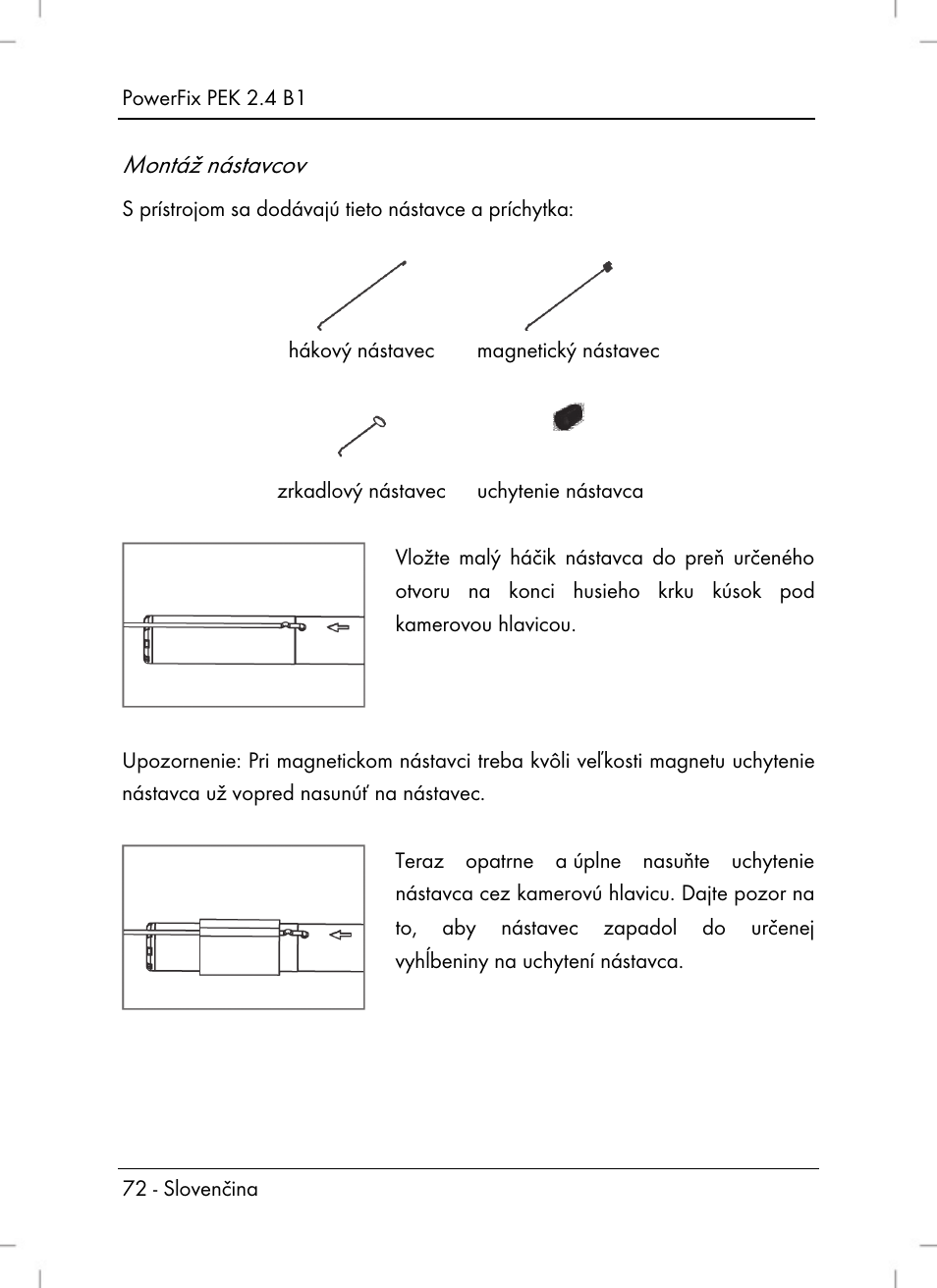 Montáž nástavcov | Powerfix PEK 2.4 B1 User Manual | Page 74 / 94