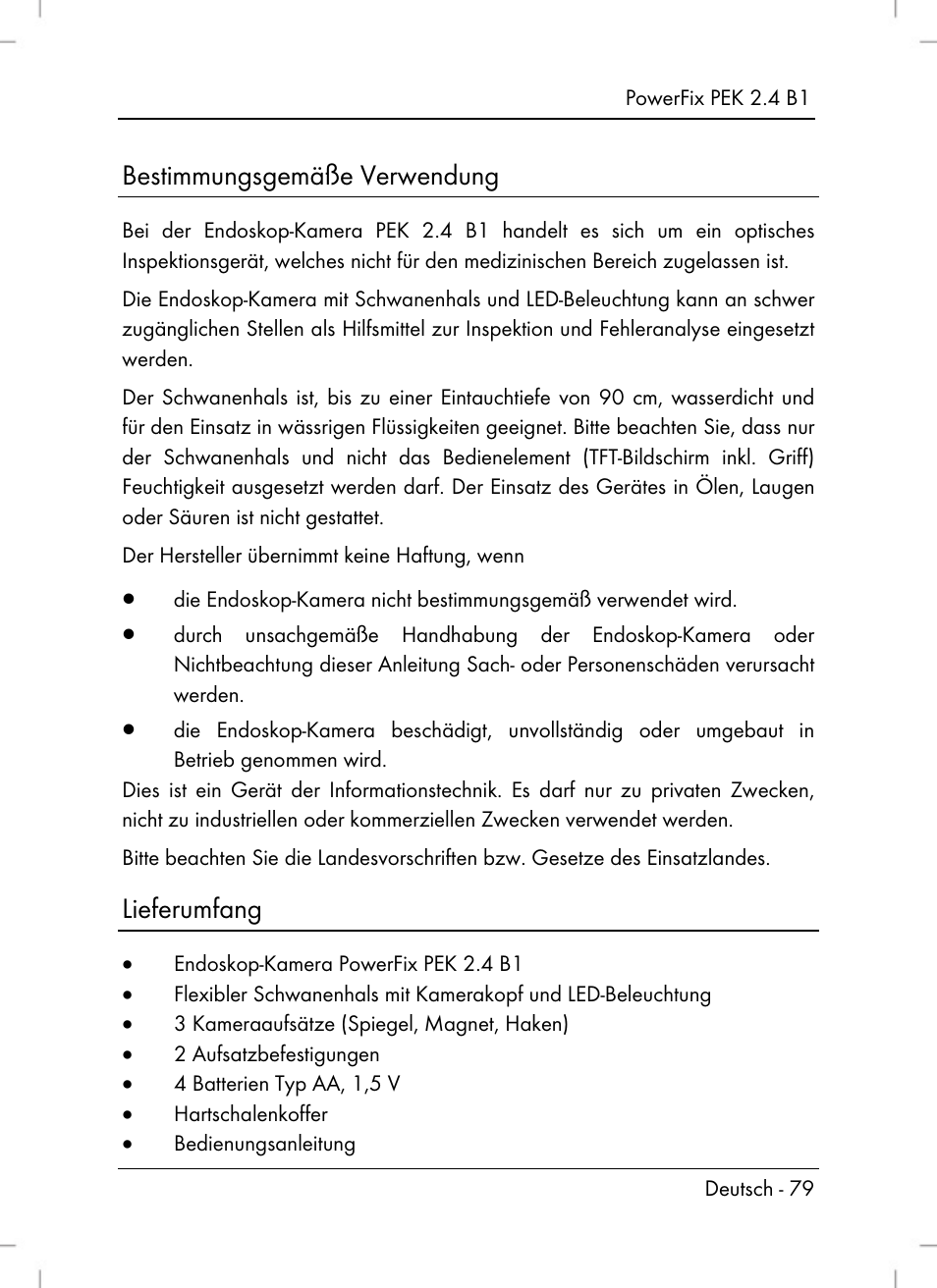 Bestimmungsgemäße verwendung, Lieferumfang | Powerfix PEK 2.4 B1 User Manual | Page 81 / 94