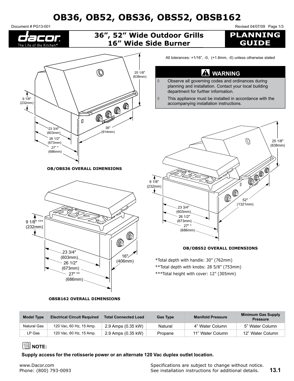 Dacor OB52 User Manual | 55 pages