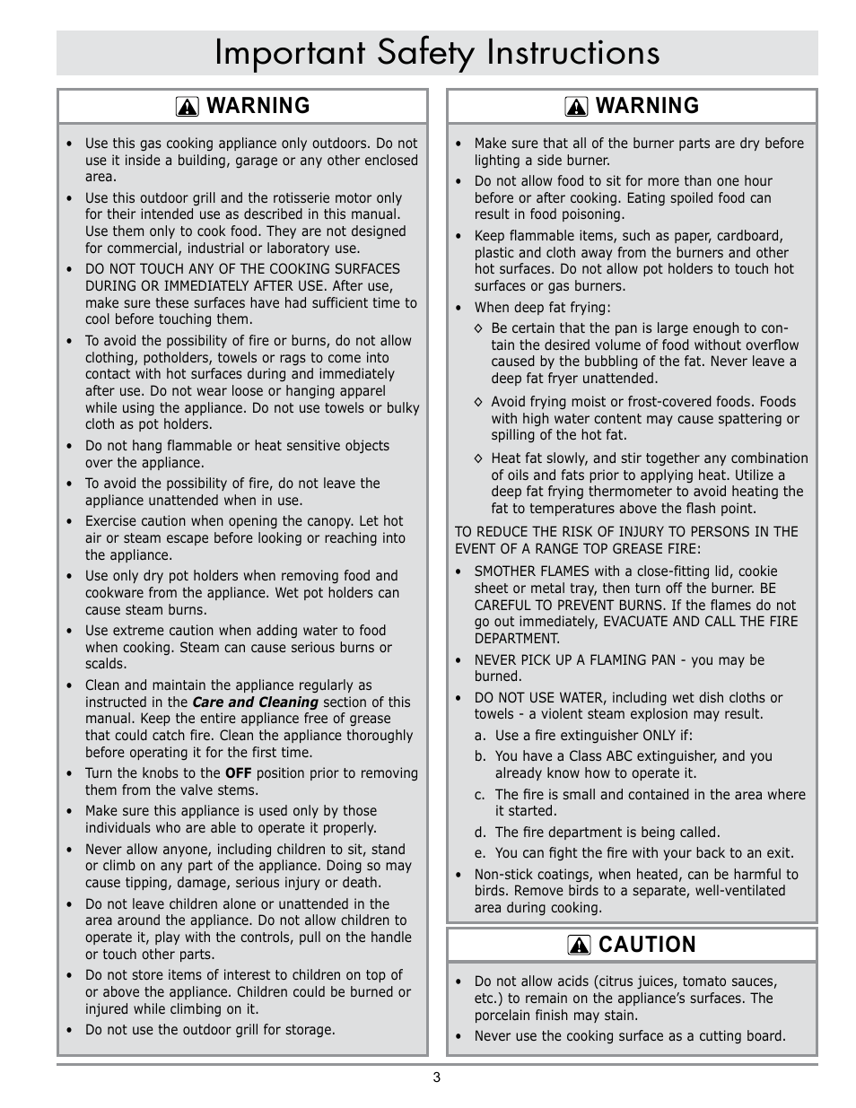 Important safety instructions, Warning, Caution | Dacor OB52 User Manual | Page 32 / 55