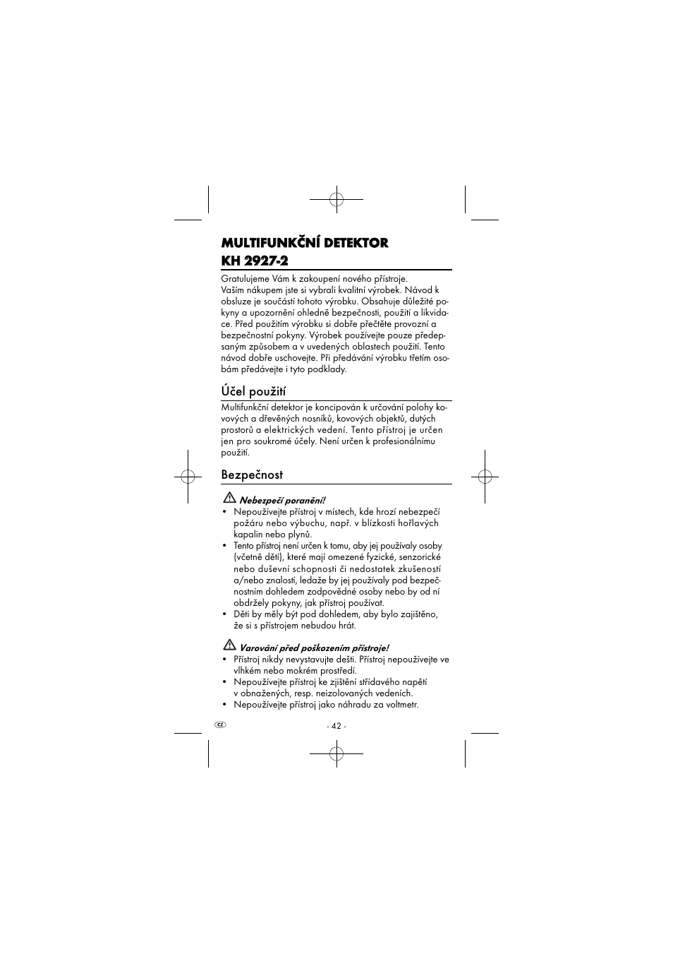 Účel použití, Bezpečnost | Powerfix KH 2927-2 User Manual | Page 45 / 73