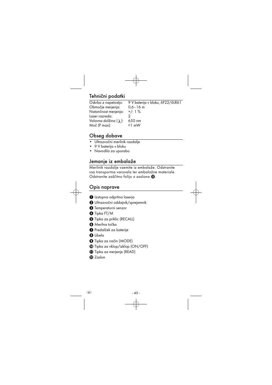 Tehnični podatki, Obseg dobave, Jemanje iz embalaže | Opis naprave | Powerfix KH 2927-1 User Manual | Page 43 / 87