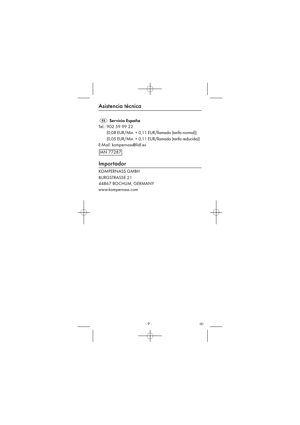Asistencia técnica, Importador | Powerfix KH 2927-2 User Manual | Page 12 / 43