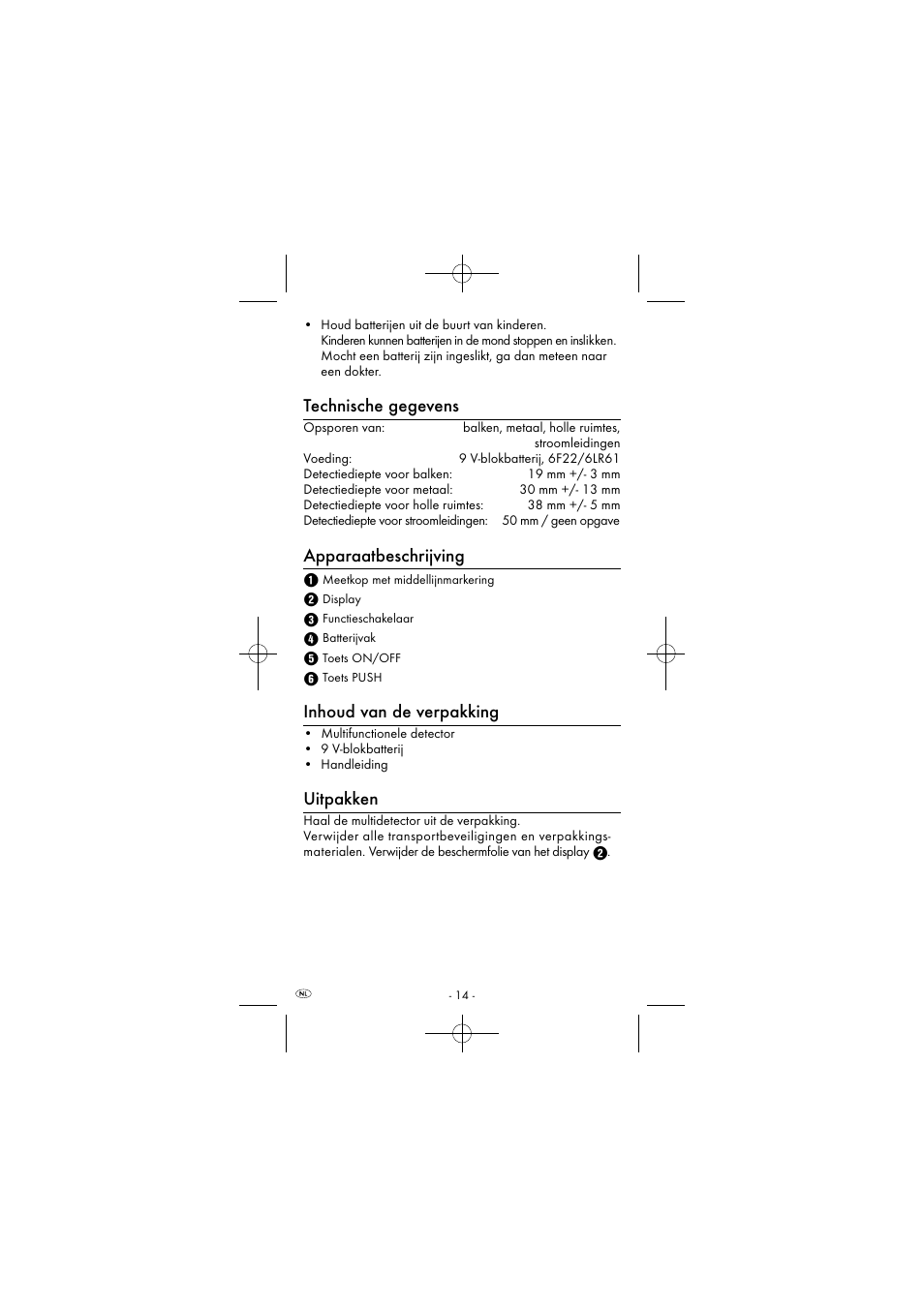 Technische gegevens, Apparaatbeschrijving, Inhoud van de verpakking | Uitpakken | Powerfix KH 2927-2 User Manual | Page 17 / 43