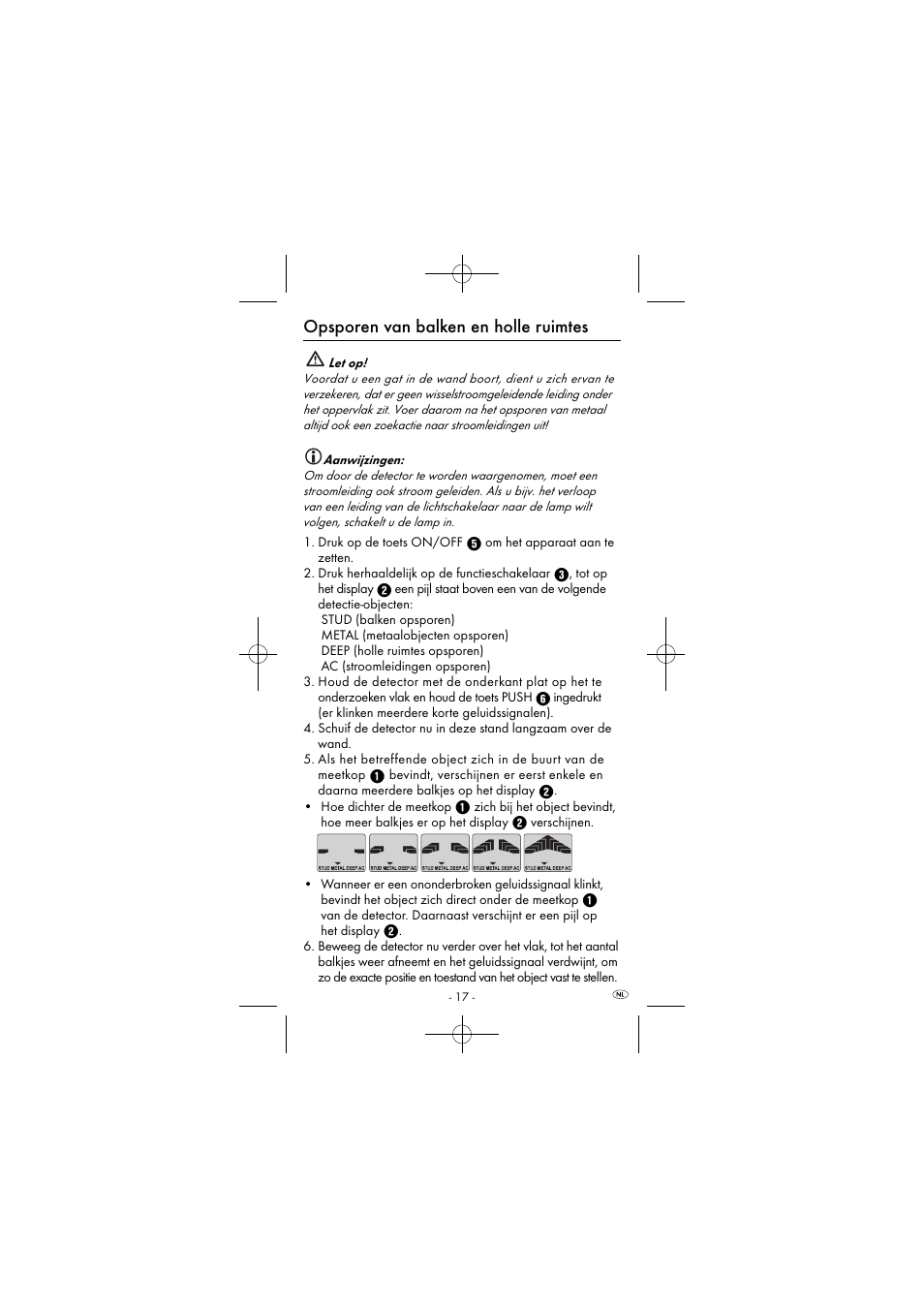 Opsporen van balken en holle ruimtes | Powerfix KH 2927-2 User Manual | Page 20 / 43