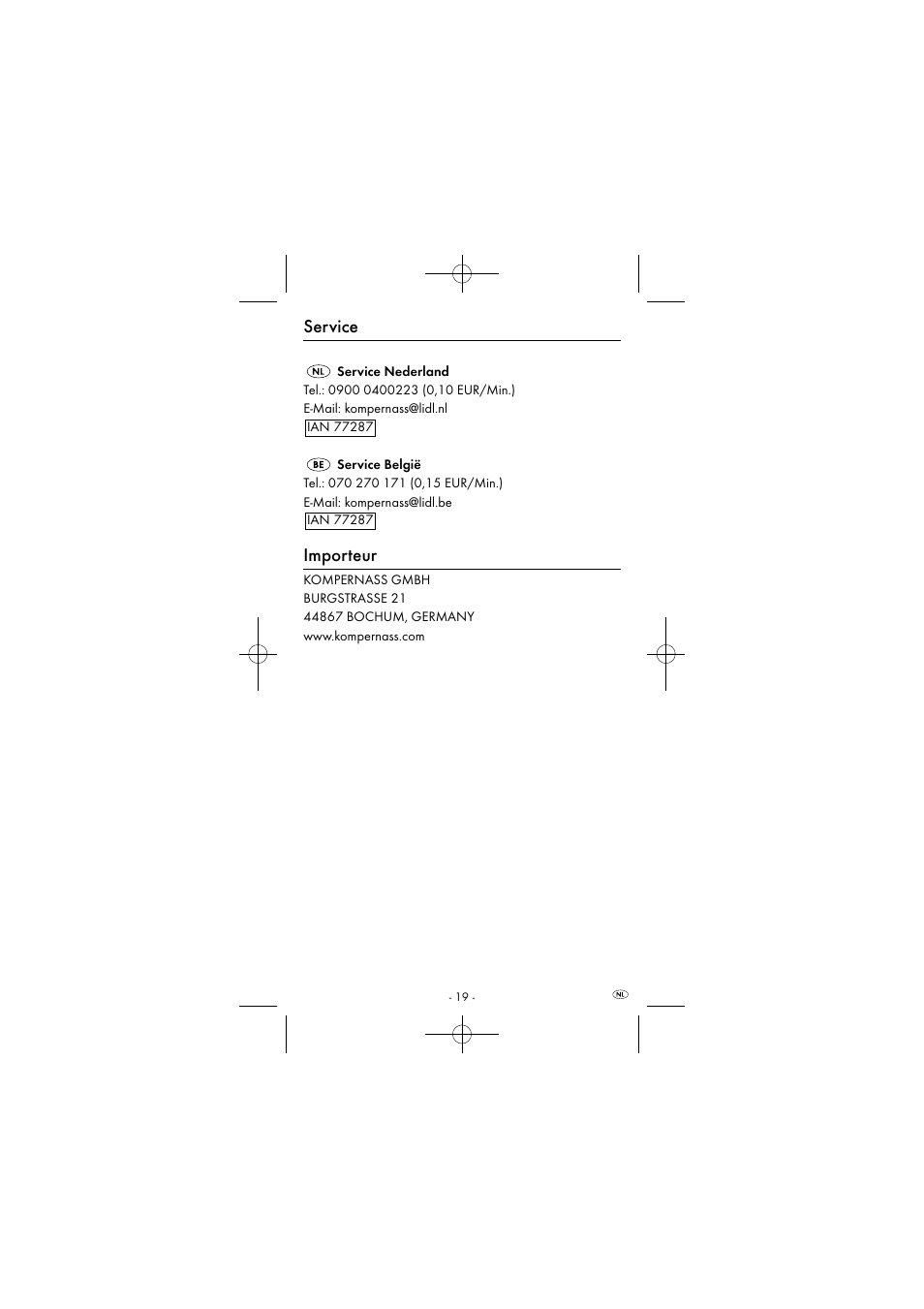 Service, Importeur | Powerfix KH 2927-2 User Manual | Page 22 / 43