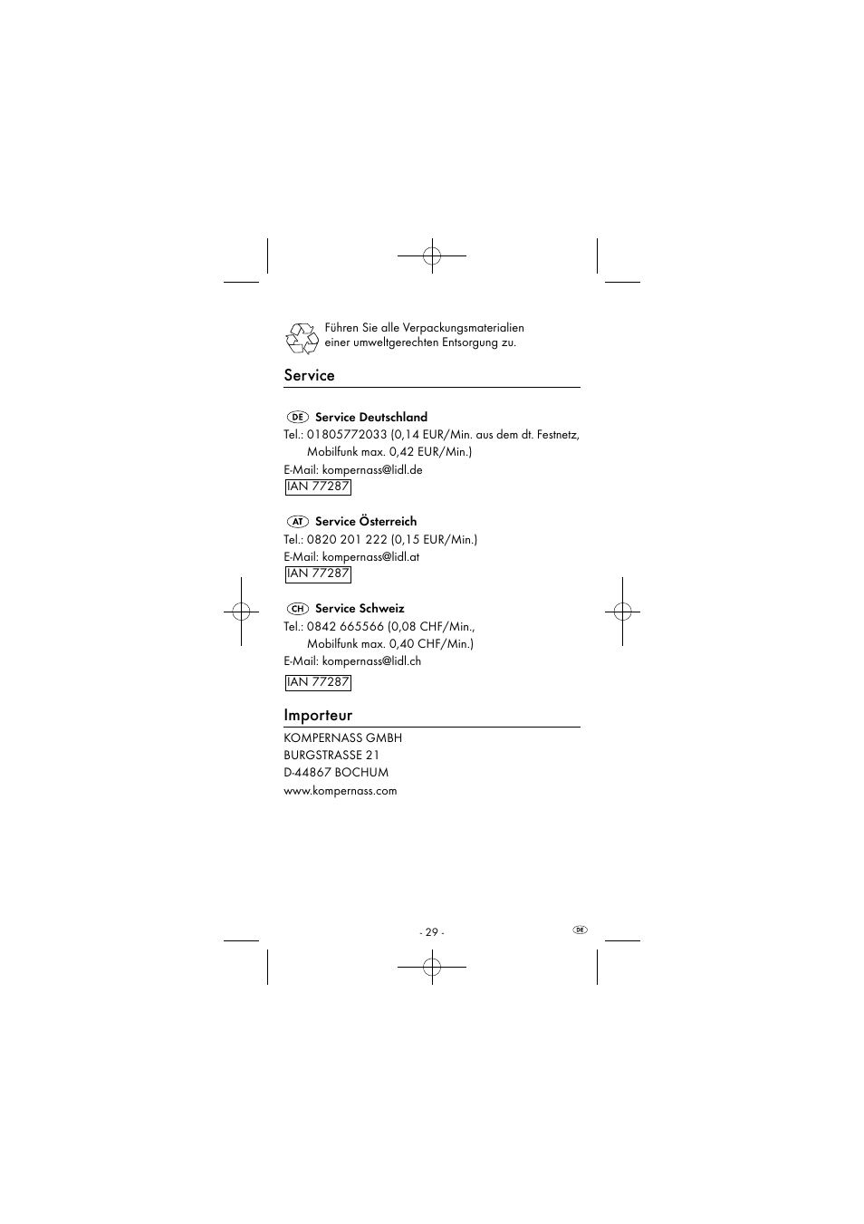 Service, Importeur | Powerfix KH 2927-2 User Manual | Page 32 / 43