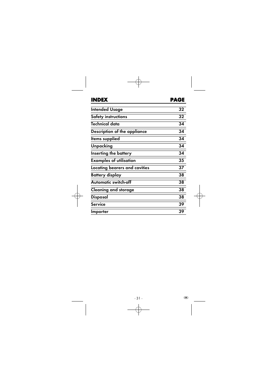 Iin nd de ex x p pa ag ge e | Powerfix KH 2927-2 User Manual | Page 34 / 43