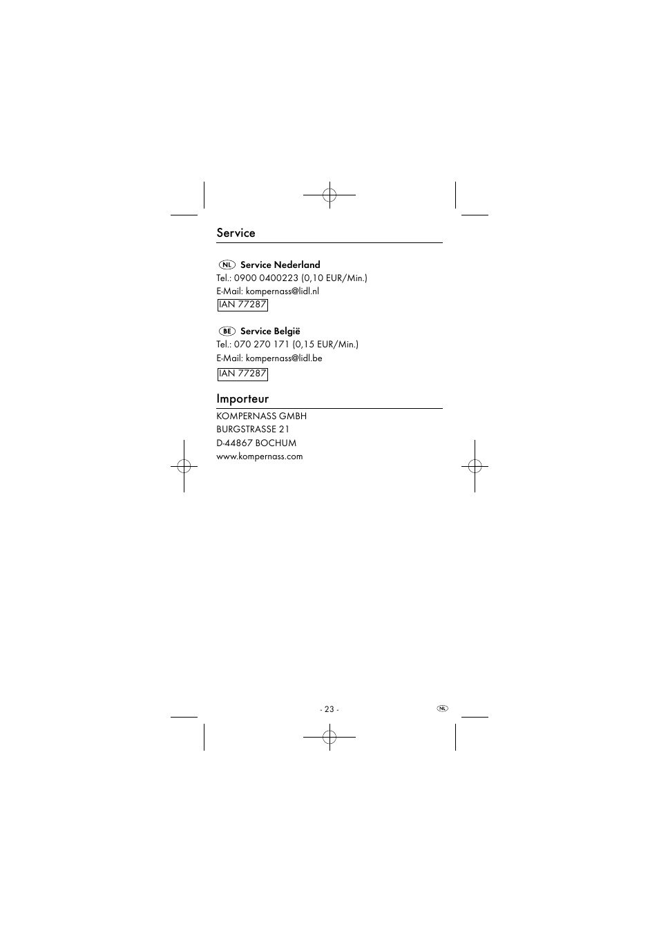 Service, Importeur | Powerfix KH 2927-1 User Manual | Page 26 / 51
