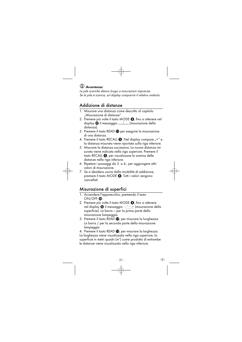 Addizione di distanze, Misurazione di superfici | Powerfix KH 2927-1 User Manual | Page 34 / 63