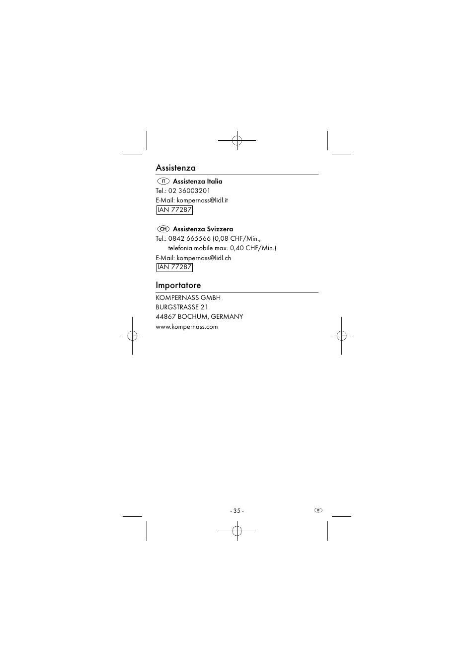 Assistenza, Importatore | Powerfix KH 2927-1 User Manual | Page 38 / 63