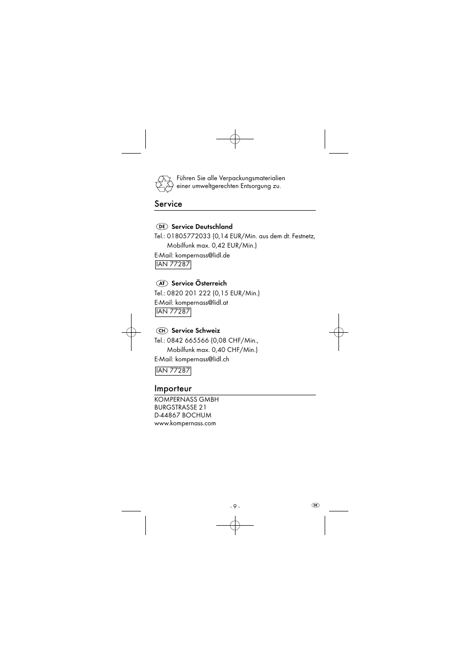 Service, Importeur | Powerfix KH 2927-2 User Manual | Page 12 / 53